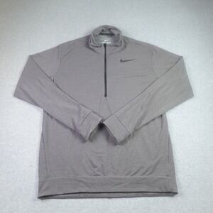 Nike Pullover Mens Medium Gray Dri-Fit 1/4 Zip Long Sleeve Top Running